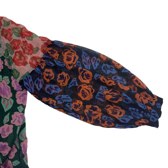 Jodifl Feminine Floral Romantic Multicolor Artsy Button Down Blouse Women's M - Picture 4 of 8